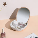日本AKAW爱家屋家用台面珠宝首饰盒耳环耳钉收纳盒饰品整理化妆盒(白色)