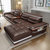 A家家具 简易真皮沙发 现代简约客厅皮沙发沙发北欧懒人沙发DB1549(棕色 边几 米白色)
