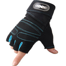 斯来格李 男女时尚超酷半指手套 耐磨防滑半指骑行运动手套(长腕蓝色 均码)
