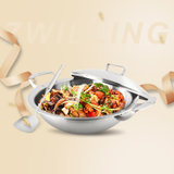 双立人(ZWILLING)Gourmet32cm中式锅具炒锅2件套