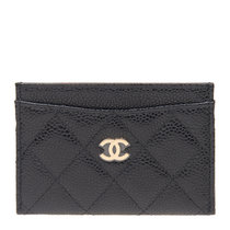 Chanel香奈儿 女士牛皮黑色金扣卡包 AP0213C-BLK-GP黑色 时尚百搭