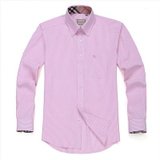 帛利（Baneberry）商务撞领条纹长袖衬衫10064(粉红 44)