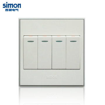 西蒙(simon) 开关插座56c系列四开单控面板 四位单极开关v51041byt