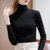 MISS LISA高领打底衫女装纯色长袖棉T恤内搭紧身上衣AL30961(黑色 L)