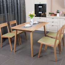 好事达戈菲尔白橡木餐桌椅 1.2米小户型饭桌 实木一桌四椅(一桌四椅（麻面）)