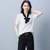 莉妮吉尔2017年夏季新款短袖直筒气质优雅简约潮流百搭V领衬衫(白色 M)