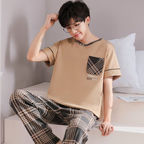 金莎拉睡衣男夏季短袖长裤加大码薄款运动家居服套装(P1102 XL)
