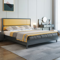 吉木多 小美式床轻奢1.8米主卧双人床大床极简软包现代简约1.5米实木床储物婚床(1.5*2米 床+床头柜*1)
