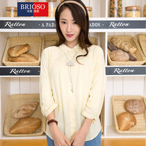 BRIOSO女式新款纯色七分袖雪纺棉衬衫 女夏季长袖雪纺衬衣(BXF001)