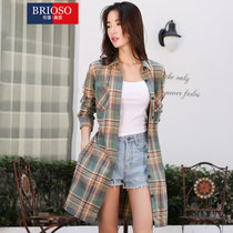 Brioso布里奥索女士 新款春装格纹连衣裙衬衫 女中长款连衣裙(B142510035)