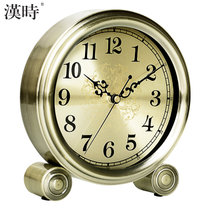 汉时欧式仿古客厅装饰座钟复古金属台钟创意家居静音时钟HD313(HD313-青铜色)