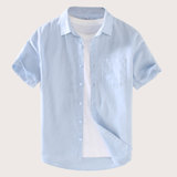 “CaldiceKris （中国CK）夏季新款男士休闲薄款方领衬衫CK-F917“(蓝色 S)