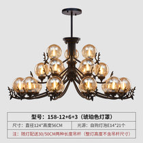 新款现代简约轻奢北欧吊灯客厅魔豆吊灯创意个性鹿头灯卧室餐厅灯(158-12＋6＋3（琥珀色灯罩）)