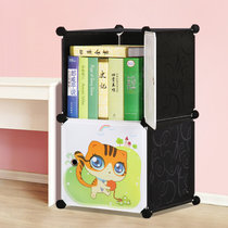 索尔诺卡通书柜儿童书架自由组合玩具收纳柜简易储物置物架柜子(A6102黑色 单排书柜)