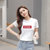 Dream Gate 夏季2021莱卡棉字母印花短袖修身休闲韩版女士T恤女装(白色 M)
