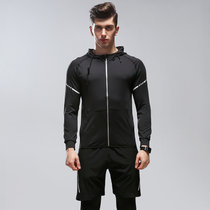 凯仕达新品运动健身男士套装四件套长袖户外运动健身套装607080-1(黑色 3XL)