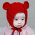 婴儿帽子秋冬针织毛线帽满月帽0-123岁6个月手工编织护耳宝宝帽子(红色 均码3-36个月（42-50CM）)