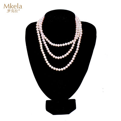 梦克拉Mkela 淡水珍珠长项链 情意绵绵 珍珠毛衣链多圈珍珠链