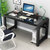 PADEN 钢化玻璃带书架写字台 多功能电竞桌 电脑桌 职工台式办公桌(C款黑架子黑玻璃 120*60*75)
