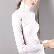 MISS LISA秋冬新款高领网纱打底衫大码长袖t恤性感内搭小衫23008(白色 XXXL)
