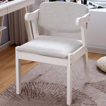 一米色彩 实木椅子 餐椅 电脑椅 北欧日式瑞斯椅 白色靠背软包现代简约(白色 可拆洗坐垫)