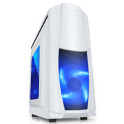 先马(SAMA)龙翼战神3 游戏台式电脑主机机箱 USB3.0 下置电源 走背线 机箱(白色)