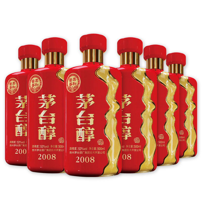 国美酒业茅台53度茅台醇2008柔和酱香型白酒500ml6瓶装