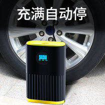 双杠车载充气泵便携式快充打气泵 大功率汽车12V充气泵冲气泵(数显款黄色)