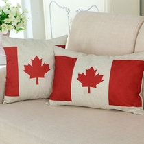 长方形北欧沙发枕头汽车用亚麻抱枕套靠枕套不含芯靠垫套靠背垫(加拿大)