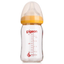 贝亲黄色瓶盖SS码奶嘴宽口径自然实感玻璃奶瓶160ml 国美超市甄选