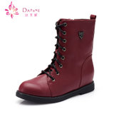 Daphne/达芙妮休闲舒适时尚系带骑士中筒靴1014607157(酒红色 38)