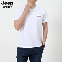 Jeep吉普夏季新款字母图案短袖T恤极简风格百搭半袖潮款打底衫青年时尚运动短T(透明 XL)