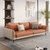 轻奢布艺沙发客厅简约现代组合小户型三人直排拼色科技布沙发家具(米白+橙色 大三位2.1米)