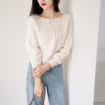 MISS LISA方领套头毛衣韩版女装时尚纯色长袖打底针织衫67110005(白色 均码)