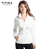 TITIKA瑜伽服外套时尚修身运动夹克长袖户外跑步健身瑜珈上衣(白色 L)