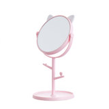 化妆镜子台式梳妆镜子公主镜折叠便携大号网红简约随身宿舍桌面(【猫耳朵】-粉色 默认版本)