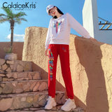 CaldiceKris （中国CK）时尚印花运动服女卫衣洋气两件套CK-F584(白色 XXL)