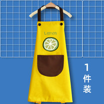 时尚围裙家用厨房防水可爱日式定制logo印字男女罩衣围腰围兜大人(黄底咖袋柠檬（1件装） 默认版本)
