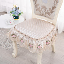 欧式加大餐椅垫椅套防滑餐桌布艺蕾丝四季通用垫中式凳子椅子坐垫(冰川白色)
