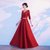 大合唱团演出服晚礼服女长裙2021新款显瘦红歌走秀中国风朗诵服装(红色 XXL)