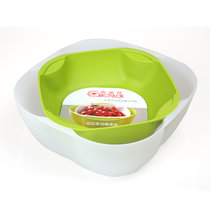 西派珂双层创意水果盘零食糖果干果盒欧式时尚水果盆套装组合果盆(白绿套装)
