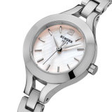瑞士宾格（BINGER）手表石英表女士手表商务休闲佳丽系列精钢女表防水腕表(银色)