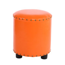 缘诺亿 美式凳油蜡皮圆凳皮艺圆凳创意时尚凳 客厅家用西皮凳ht-003(橘色)