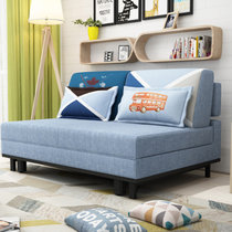 SKYMI简约沙发床坐卧两用沙发布套可拆洗可折叠布艺沙发多功能沙发客厅沙发(浅蓝色 1.8米)