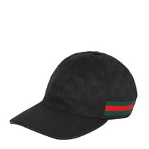 Gucci男士棉质黑色饰条纹织带帆布棒球帽200035-KQWBG-1060 时尚百搭