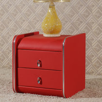 现代卧室床头柜 时尚简约白色抽屉储物皮质床边柜小户型家具皮床头柜PCTG-01(大红色)