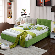 寝尚 布艺床 儿童床 双人床 布床 1.8米床 现代简约软床 绿色 床(绿色 1.8*2米 床+床垫+床头柜*1)