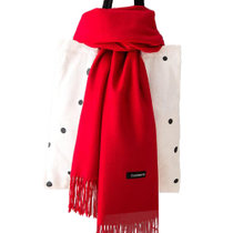 新款女士保暖纯色仿羊绒围巾 欧美流苏加长加厚围巾披肩(大红色)