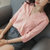 2019夏装新款雪纺衫时尚韩版V领气质短袖衬衫女七分袖甜美上衣服(粉红色 M)