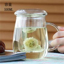 物生物蘑菇杯茶杯韩版创意潮流透明玻璃杯带把便携花茶泡茶办公杯380ML /420ML/500ML(500ML磨菇杯)